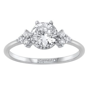 Anillo de compromiso con circonias en triangulo a cada lateral  plata