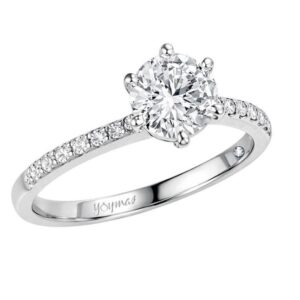 Anillo de compromiso con circonia y circonias a los laterales plata