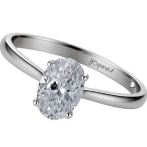 Anillo de compromiso con circonia ovalada central plata