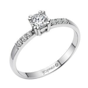 Anillo de compromiso con circonia central 2mm y circonias a laterales plata 32