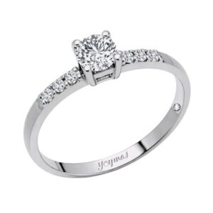 Anillo de compromiso con circonia central 2mm y circonias a laterales plata 32