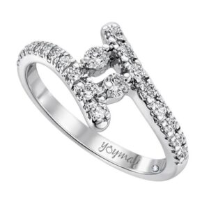 Anillo de compromiso montura encontrada sesgada con circonias al centro plata