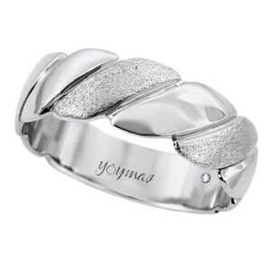 Argolla matrimonial lazo lisa y mateado intercalado 6mm plata