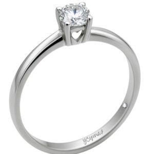 Anillo de promesa con circonia central y corazón calado en la montura plata