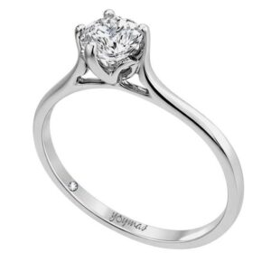 Anillo de compromiso con montura calada de flor con circonia plata