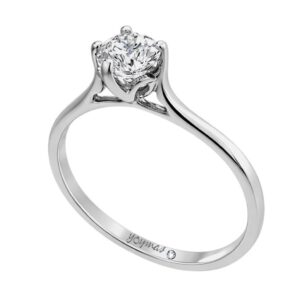 Anillo de compromiso con montura calada de flor con circonia plata