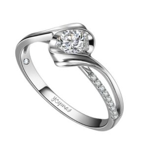 Anillo de compromiso montura cruzada en onda con circonias plata