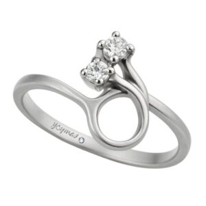 Anillo casual montura de liston con 2 Diamante plata