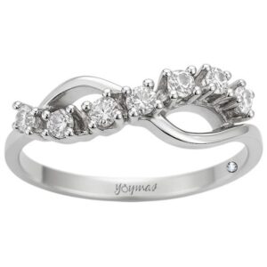 Anillo casual en forma de infinito con estrias y circonias  plata