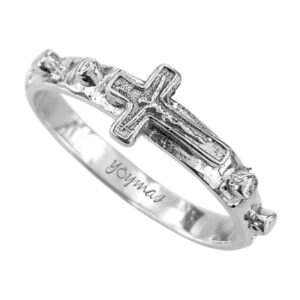 Anillo denario con crucifijo plata