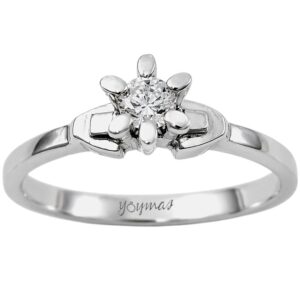 Anillo montura de flor con circonia plata