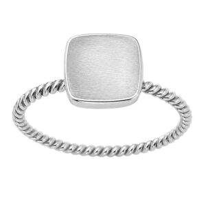 Anillo de cuerpo filigrana con montura de planchita cuadrada plata