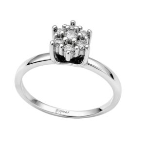 Anillo montura en U con circonias en roseton plata