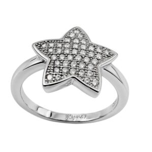 Anillo de estrella con circonias en micropave plata