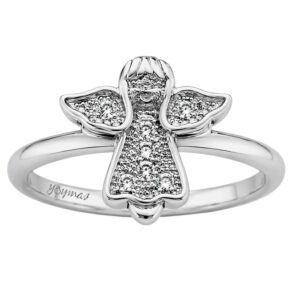 Anillo de mesa con angel con circonias plata