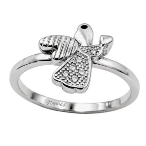 Anillo con silueta de angel con circonias plata