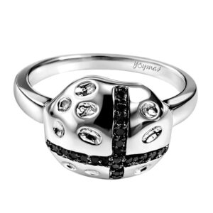 Anillo con adorno de cruz con onix plata