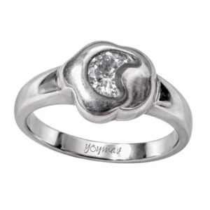 Anillo con circonia en forma de luna plata
