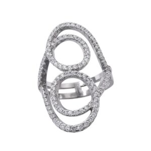 Anillo forma de corazones encontrados con circonias plata