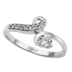 Anillo media moña con circonias plata