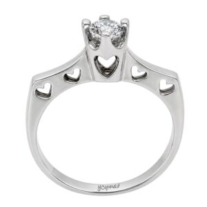 Anillo cuerpo calado con corazones con circonia plata