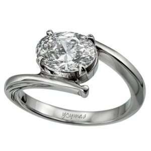 Anillo montura sesgada con circonia ovalada 6x8mm plata