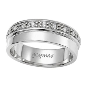 Argolla doble cuerpo liso y circonias ancho 6mm plata