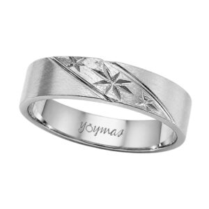 Argolla diamantada de 3 estrellas ancho 4mm plata