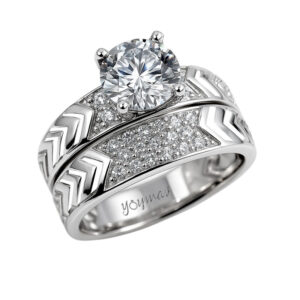 Anillo Jacket con diseño de flechas con circonias plata