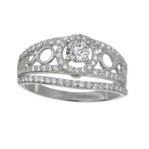 Anillo jacket con circonias y diseño de infinitos plata