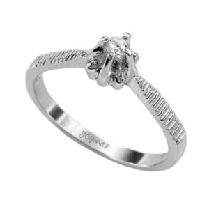 Anillo montura de flor alta con circonias diseño de graditas plata