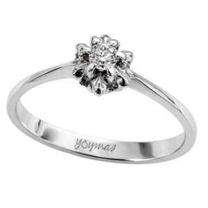 Anillo montura doble de flor alta con circonia plata