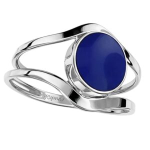 Anillo con circonia lapizlazuli y laterales abiertos plata