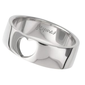 Argolla de promesa de corazón complementario calado plata