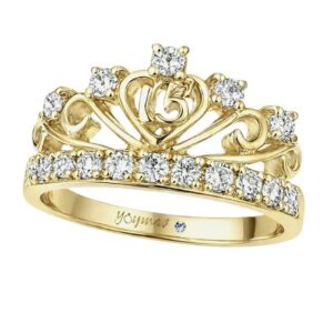 Anillo de corona de 15 años con circonias oro 10K