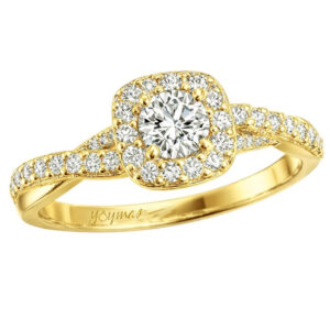Anillo con circonias y laterales entorchados oro 10K