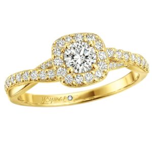 Anillo con circonias y laterales entorchados oro 10K