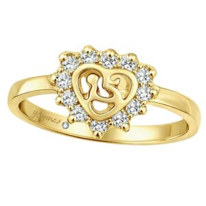 Anillo de corazón #15 años con circonias oro 10K