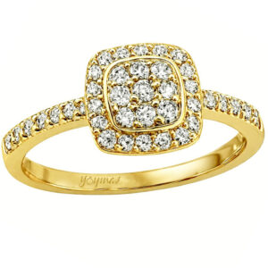 Anillo corte almohada con roseton de circonias oro 10K