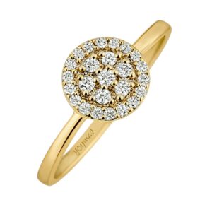 Anillo con roseton de circonias oro 10K