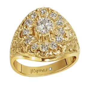 Anillo Tapojo floreado con circonias oro 10K