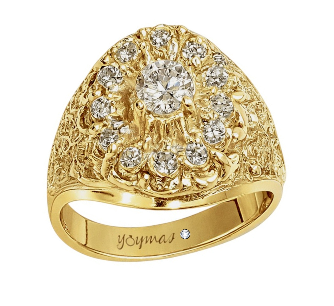 Anillo Tapojo floreado con circonias oro 10K
