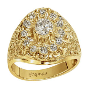 Anillo Tapojo floreado con circonias oro 10K