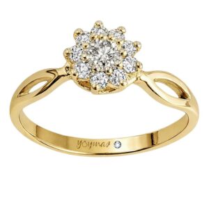 Anillo con circonias en roseton oro 10K