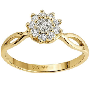Anillo con circonias en roseton oro 10K