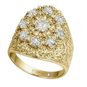 Anillo casual tapojo con circonias oro 10K