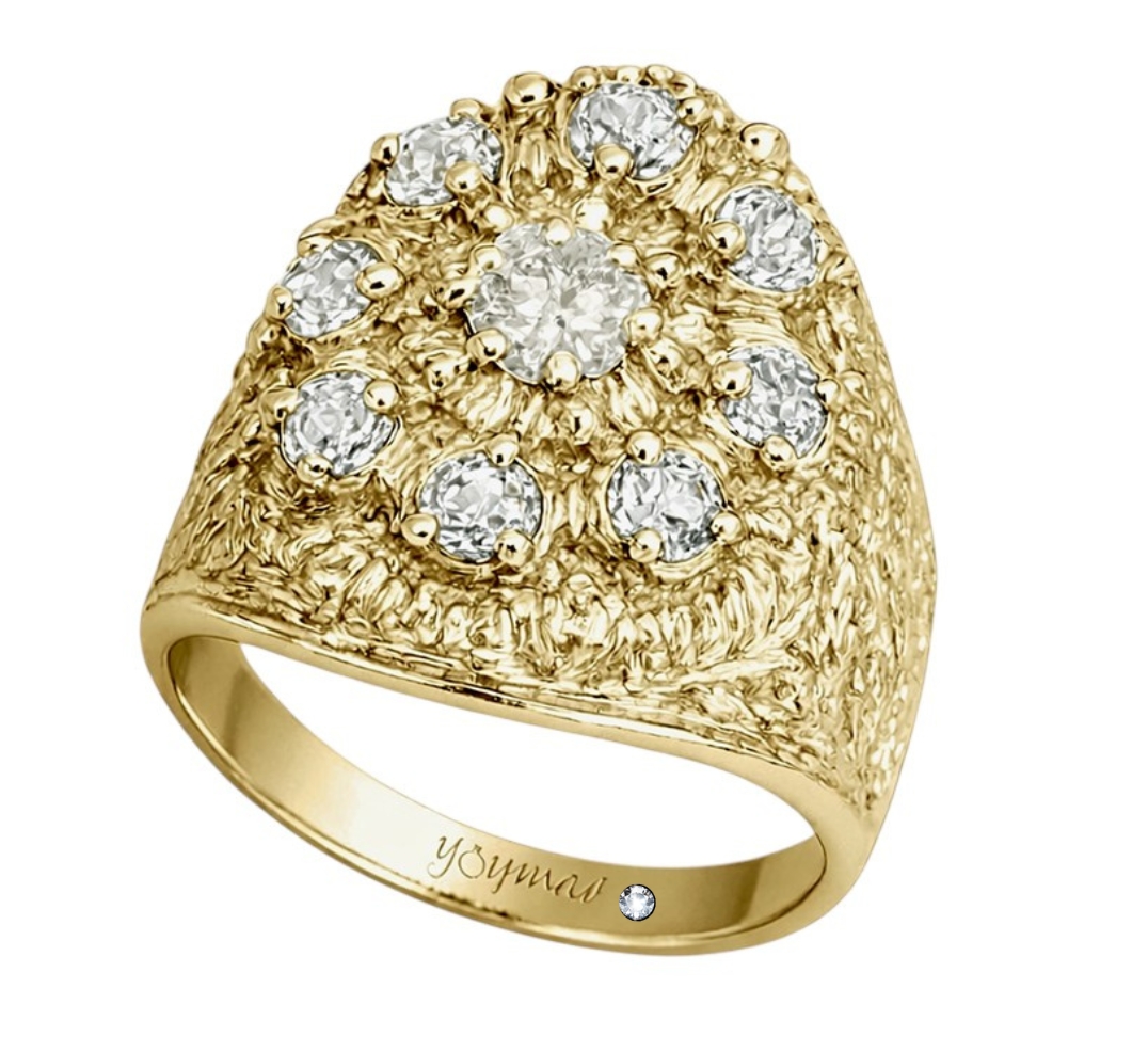 Anillo casual tapojo con circonias oro 10K