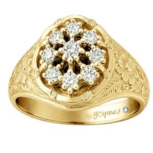 Anillo Tapojo con circonias y laterales florales oro 10K