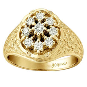 Anillo Tapojo con circonias y laterales florales oro 10K