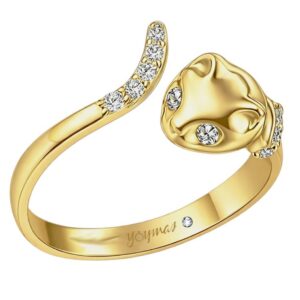 Anillo en forma de gato con circonias ajustable oro 10K